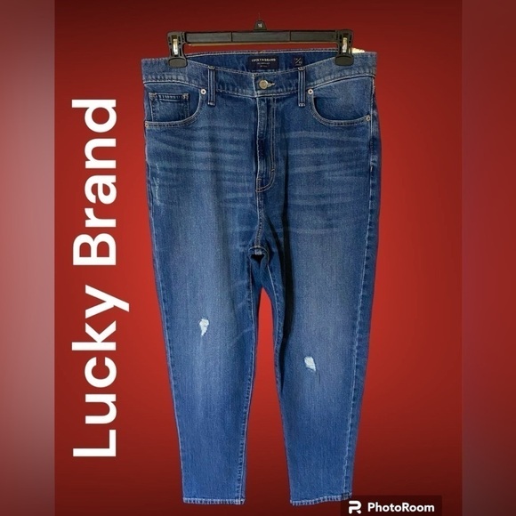 Lucky Brand-NWT “Drew” hi-rise mom jean size 14/32. Just enough distressing! NWT - Picture 4 of 11